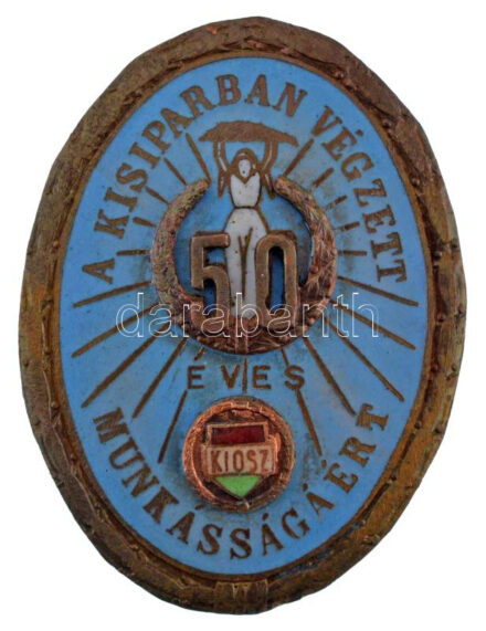 DN 'A Kisiparban végzett munkásságáért - 50 éves KIOSZ' zománcozott bronz kitüntető jelvény (50x36mm) T:1-