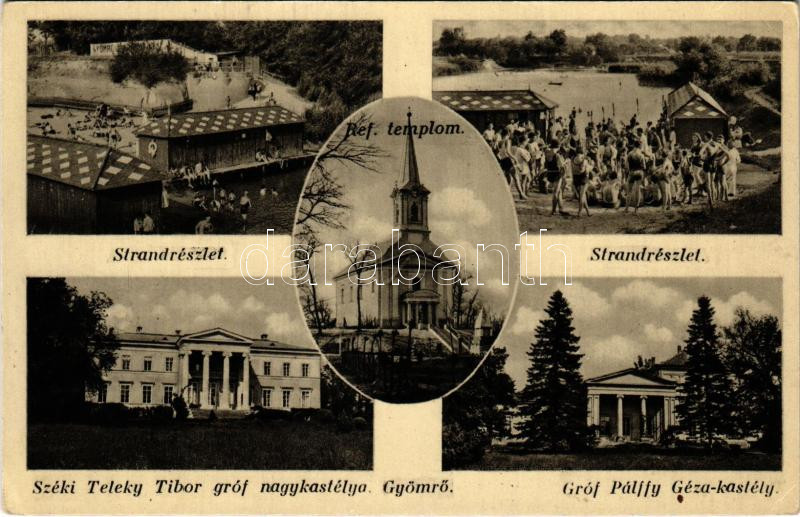 Gyömrő, strand, tornapálya, Tófürdő vasútállomás, Széki Teleki Tibor gróf nagykastélya, Főbírói hivatal, országzászló (EK)