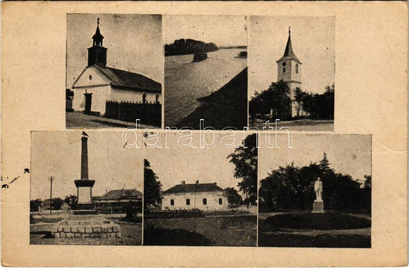1945 Tiszaroff, templomok, hősök szobra (EB)