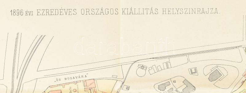 1896 Az Ezredéves kiállítás helyszínrajza térkép 86x53 cm Hajtva - Image 3