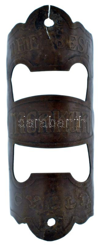 DN 'The Best Merkur Cycle' kerékpár vázra szerelhető bronz jelvény (33x85mm) T:2,2- rep. ND 'The Best Merkur Cycle' bronze badge that can be mounted on a bicycle frame (33x85mm) C:XF,VF crack