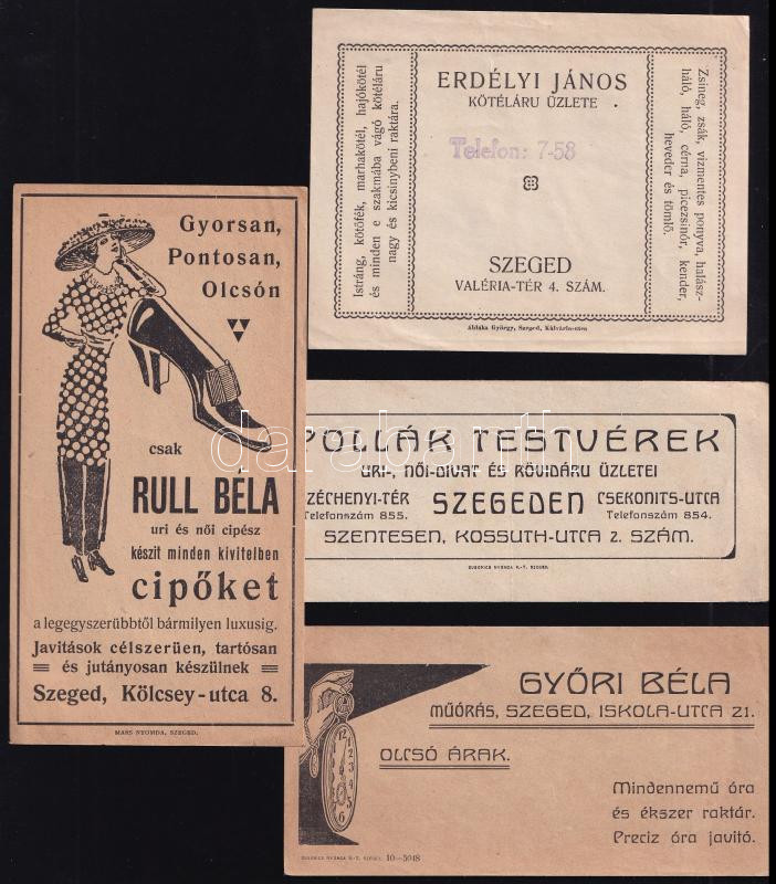 4 db klf szegedi reklámos számolócédula