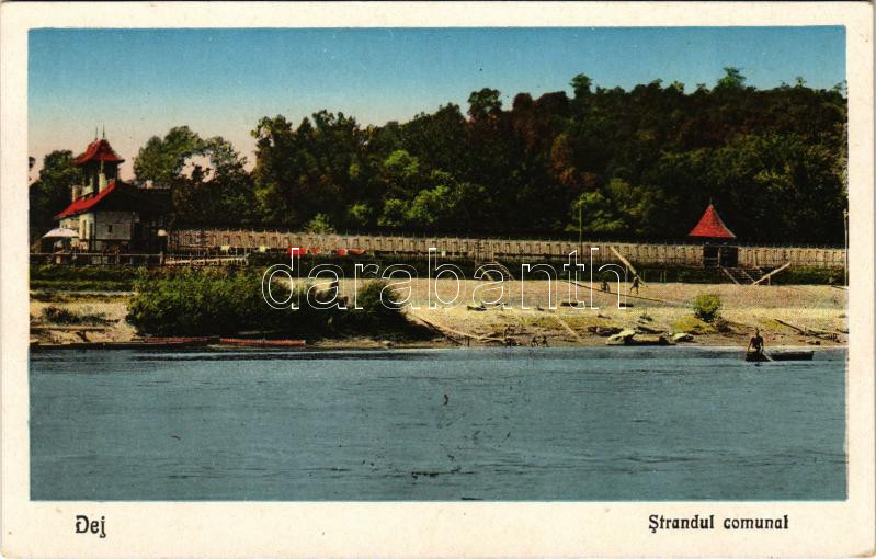 1940 Dés, Dej; Strandul comunal / strand / beach, bath + '1940 Dés visszatért' So. Stpl.
