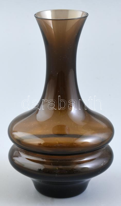 Skandináv füstüveg váza, jelzés nélkül, hibátlan, m: 16 cm