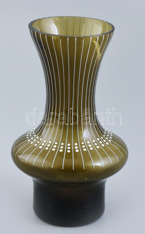 NDK festett füstüveg váza, jelzés nélkül, microlepattanásokkal, m: 15 cm