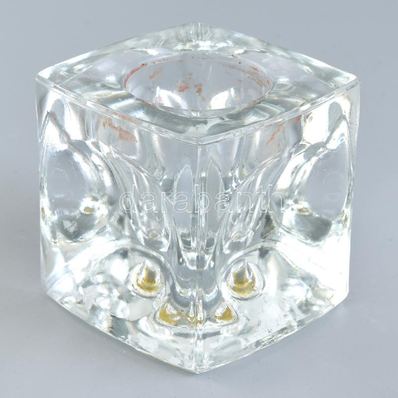 Design üveg gyertyatartó, hibátlan, m: 7 cm