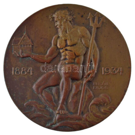 Berán Lajos (1882-1943) / Berán Nándor (1889-1965) 1934. 'A Neptun Budapesti Evezős Egylet - 50 év emlékére' bronz emlékérem (60mm) T:2 TP 248.