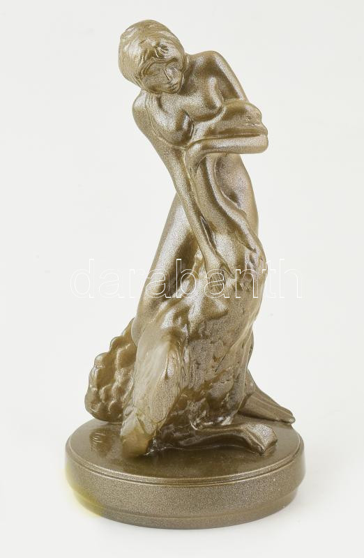 Melocco Miklós (1935-): Léda. Festett porcelán, jelzett, m: 21 cm