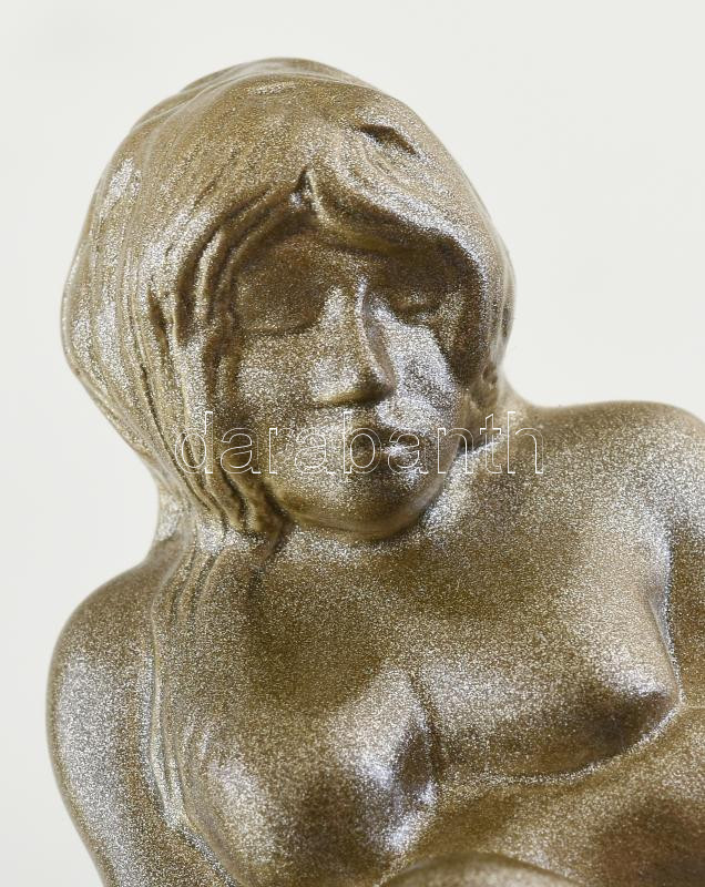 Melocco Miklós (1935-): Léda. Festett porcelán, jelzett, m: 21 cm - Image 2