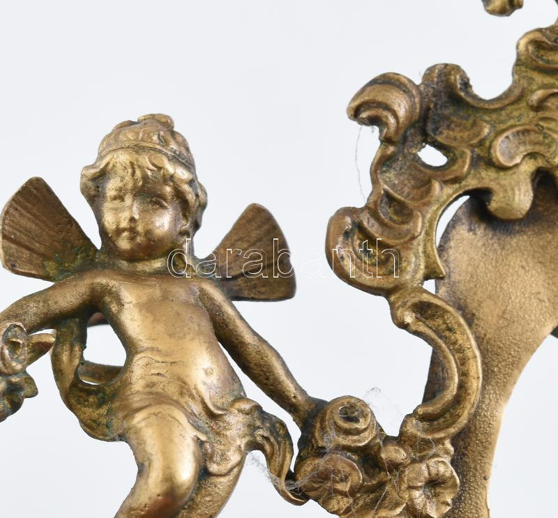 Tündéres bronz asztali képtartó, m: 16 cm, fotóméret: 9x6 cm, kopott - Image 2