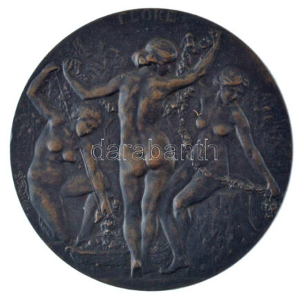 Franciaország ~1900. 'FLORE' kétoldalas bronz emlékérem, peremen 'BRONZE' fémjel. Szign.: Vediey (50mm) T:1-,2 patina, ph. France ~1900. 'FLORE' double-sided bronze commemorative medallion with 'BRONZE' hallmark on edge. Sign.: Vediey (50mm)