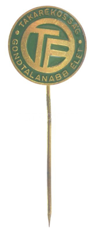 ~1980-1990. 'OTP - Takarékosság - Gondtalanabb élet' műgyantás fém kitűző (46mm) T:2