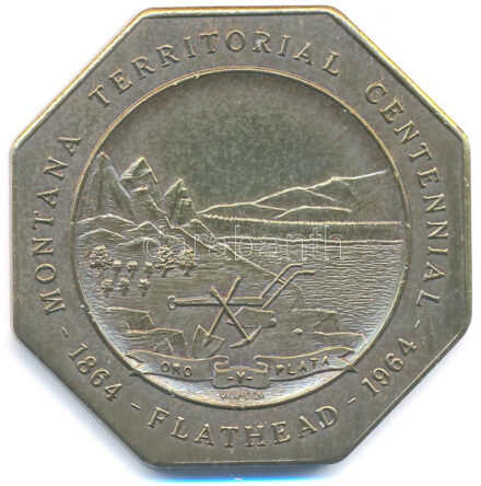 Amerikai Egyesült Államok 1964. 'Montana Terület megalakulásának 100. évfordulója / Cowboy-Montana Artist - Charles Marion Russel - 1864-1926' nyolcszögletű bronz emlékérem (45mm) T:1- USA 1964. 'Montana Territorial Centennial /