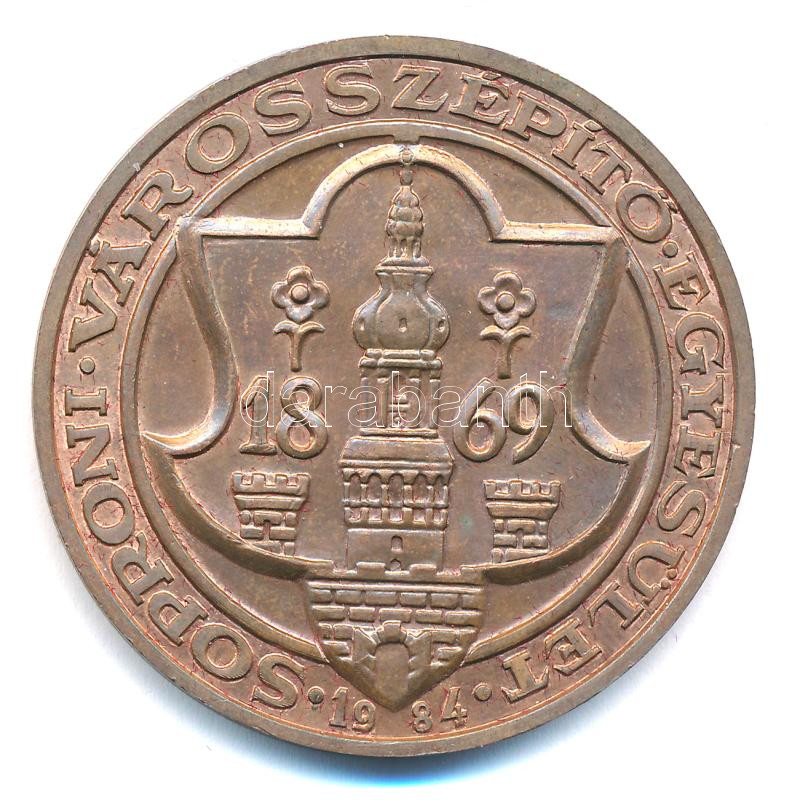 Bogár Lívia (1957-) 1984. '1869 - Soproni Városszépítő Egyesület' kétoldalas bronz emlékérem az egyesület fennállásának 125. évfordulója alkalmából (50mm) T:1-