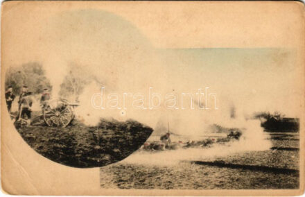 Japán katonák kiképzés közben, ágyú gyakorlat / Japanese military training (EB)