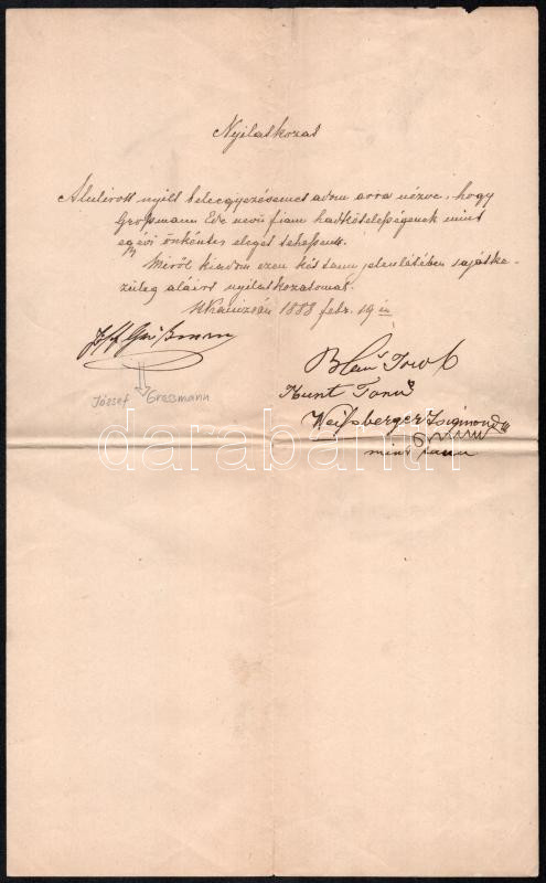 1888 Nagykanizsa, nyilatkozat hadkötelezettség teljesítéséről