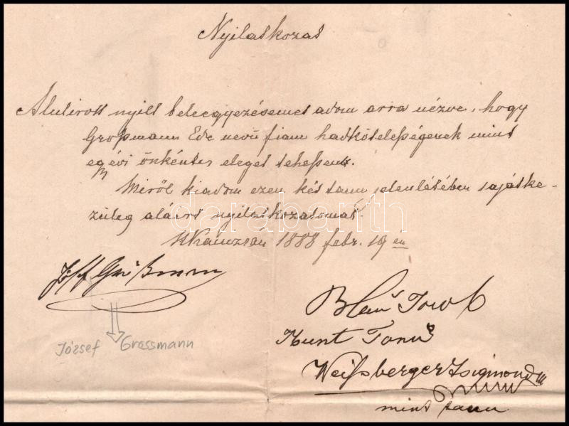 1888 Nagykanizsa, nyilatkozat hadkötelezettség teljesítéséről - Image 2