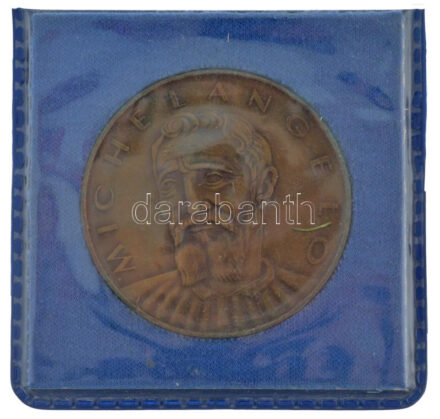 Kiss Kovács Gyula (1922-1984) DN 'Michelangelo' bronz emlékérem ÁPV tokban (60mm) T:1-