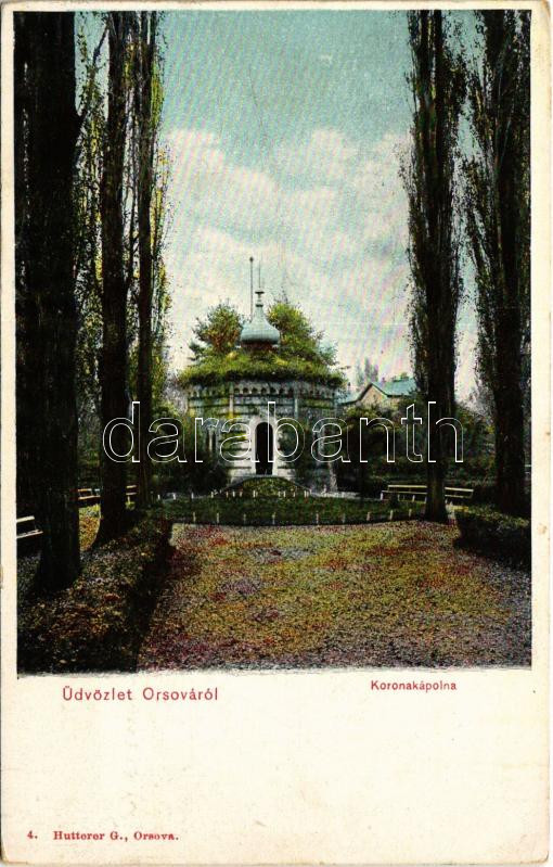 Orsova, Korona kápolna. Hutterer G. kiadása / chapel (EK)