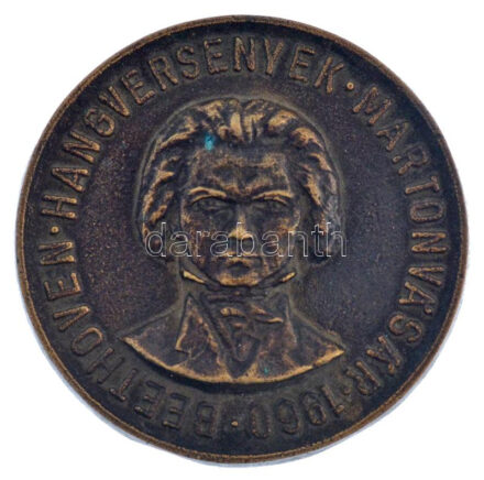 1960. 'Beethoven hangversenyek Martonvásár 1960' egyoldalas bronz emlékérem (70mm) T:1-