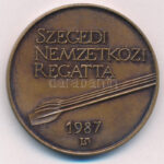 Lapis András (1942-) 1987. 'Szegedi Nemzetközi Regatta' kétoldalas bronz emlékérem (42,5mm) T:1- patina, kis karc