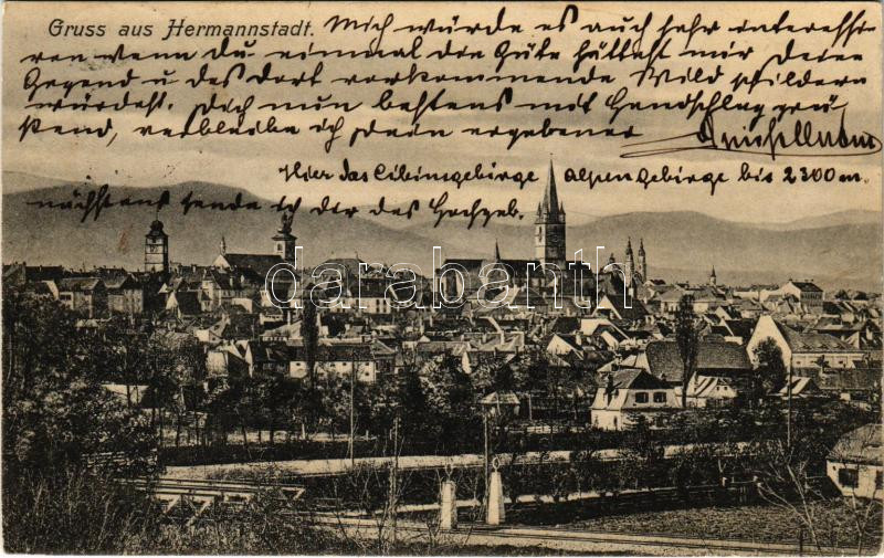 1907 Nagyszeben, Hermannstadt, Sibiu; látkép. Karl Graef kiadása / general view (EK)