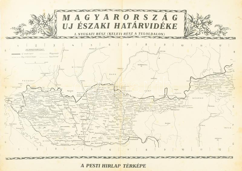 1938 Magyarország új északi határvidéke, kétoldalas Pesti Hírlap térkép, hajtva, jó állapotban 41x57 cm - Image 2