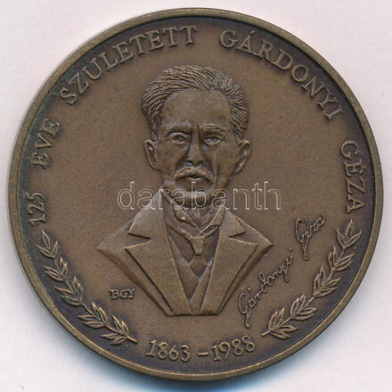 Bognár György (1944-) 1988. '125 éve született Gárdonyi Géza 1863-1988 / Eger MÉE - A falak ereje nem a kőben vagyon, hanem a védők lelkében' kétoldalas bronz emlékérem (42,5mm) T:1 patina Adamo EG5