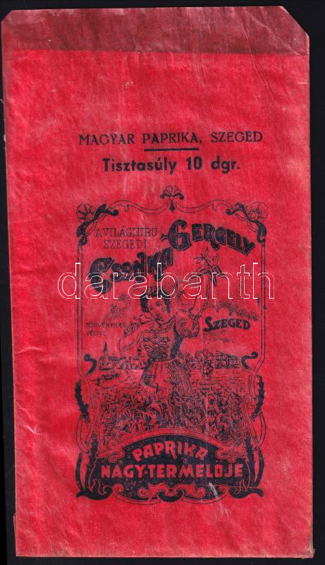 cca 1930 Szeged Csonka Gergely paprikás zacskó 17 cm