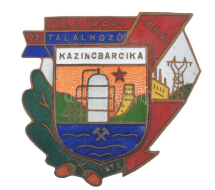 1972. '22. Villamosipari Találkozó - Kazincbarcika' zománcozott Cu jelvény (35x37mm) T:1- sérült tű