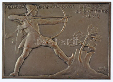Berán Lajos (1882-1943) 1940. 'Országos Magyar Lövész Szövetség 1871' ezüstözött bronz emlékplakett, hátoldalán 'Bajnokság 1940' gravírozással és 'BERÁN N.' gyártói jelzéssel (70x50mm) T:1-,2 TP 304.