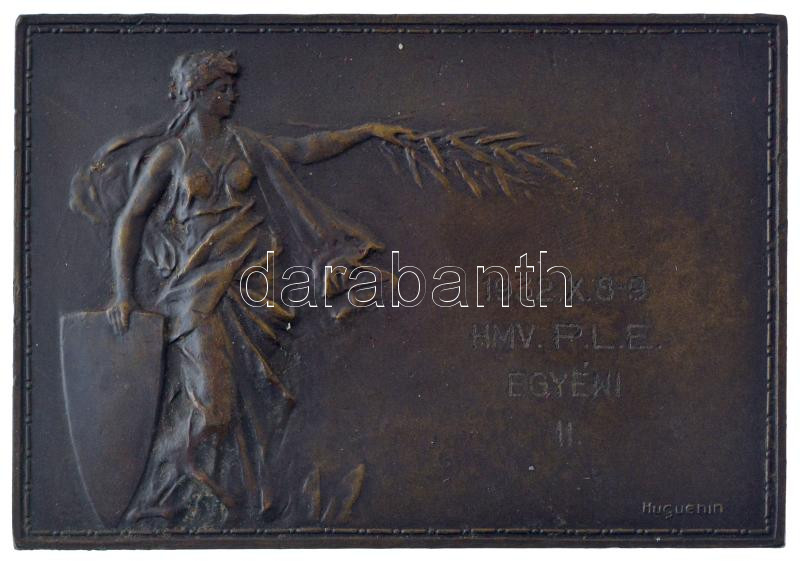 1932. '1932.X.8-9 HMV. P.L.E. EGYÉNI II.' kétoldalas bronz díjplakett 'Huguenin' gyártói jelzéssel (72x50mm) T:2