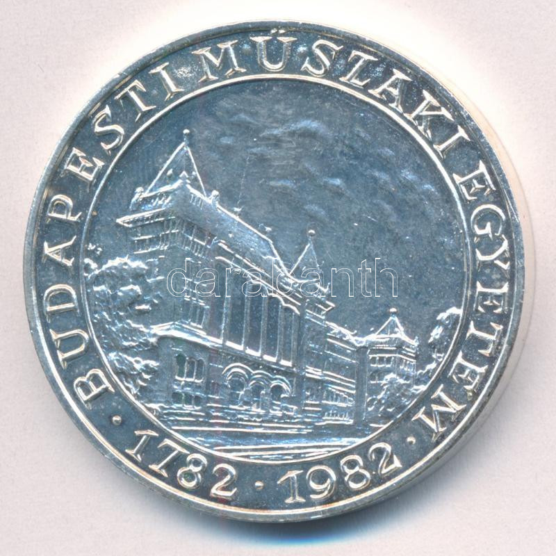 Kákonyi István (1917-1993) 1982. 'Vásárhelyi Pál - Építőmérnöki Kar / Budapesti Műszaki Egyetem' ezüstözött bronz emlékérem (40mm) T:1- - Image 2