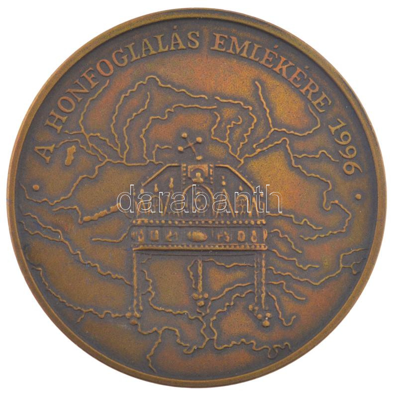 1996. 'A Honfoglalás emlékére / Honteremtő hadjáratok' bronz emlékérem, műanyag tokban (42,5mm) T:1-