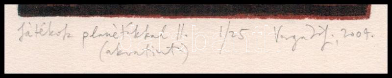 Varga Zsófia (1974-): Játékok planétákkal II. Akvatinta, papír, jelzett, számozott: 1/25. 12,5x10 cm - Image 2