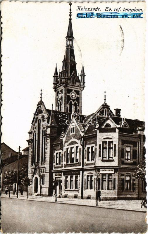Kolozsvár, Cluj; Református templom / Calvinist church + '1940 Kolozsvár visszatért' So. Stpl