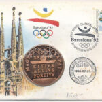 Magyarország 1992. Papp László (1947-) 'Barcelonai Olimpia- Magyar Csapat' bronz emlékérem érmés borítékban, bélyeggel, első napi és alkalmi bélyegzéssel (42,5mm) T:1 boríték fo.