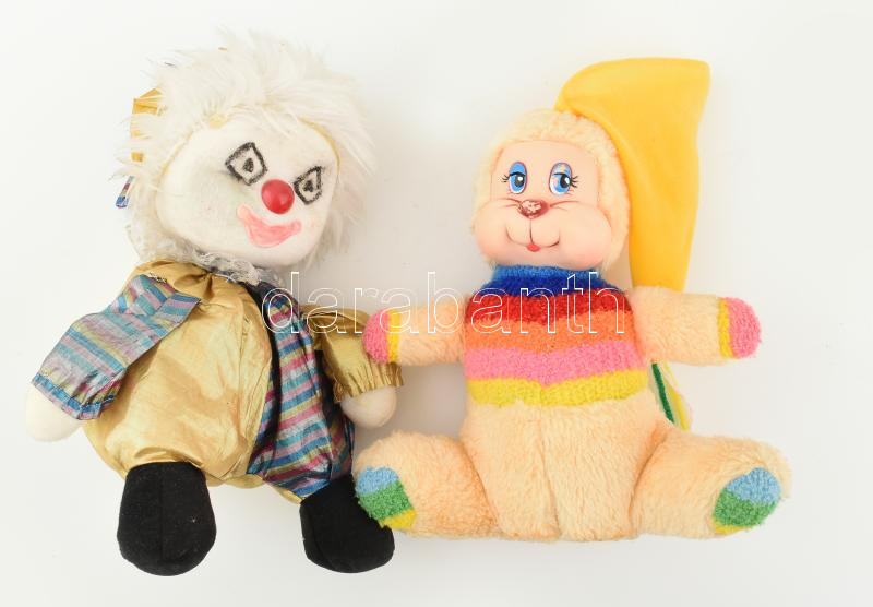 2 db régebbi bohóc figura, az egyik felhúzható, zenél, m: 21 cm