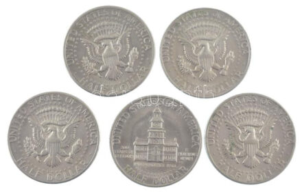 Amerikai Egyesült Államok 1971D-1976D 1/2$ Cu-Ni 'Kennedy' (5xklf) T:1-,2 United States 1971D-1976D 1/2 Dollar Cu-Ni 'Kennedy' (5xdiff) C:AU,XF