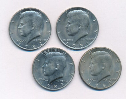 Amerikai Egyesült Államok 1981P-1983P 1/2$ Cu-Ni 'Kennedy' (4xklf) T:2 United States 1981P-1983P 1/2 Dollar Cu-Ni 'Kennedy' (4xdiff) C:XF