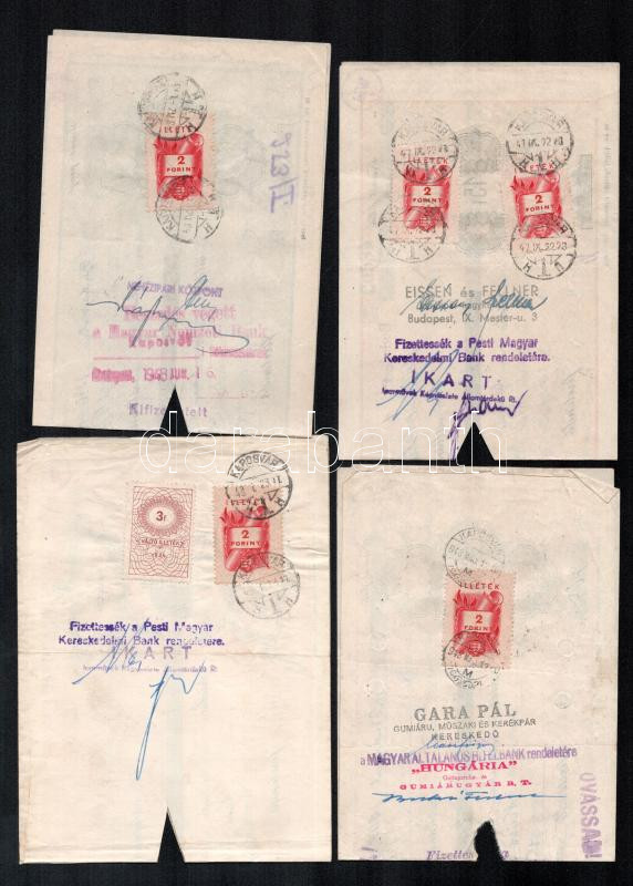 1947-1948 4 db váltó okmánybélyegekkel