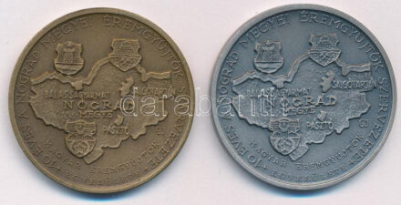 Garamkeszi János (1936-2014) 1983. 'MÉE - 10 éves a Nógrád megyei szervezet / Salgótarján' (2xklf) bronz és ezüstözött bronz emlékérem pár (42,5mm) T:1,1- kis patina Adamo ST3