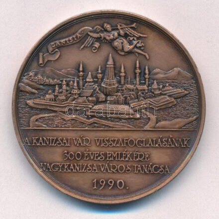 1990. 'A kanizsai vár visszafoglalásának 300 éves emlékére Nagykanizsa Város Tanácsa' kétoldalas bronz emlékérem (42,5mm) T:1-