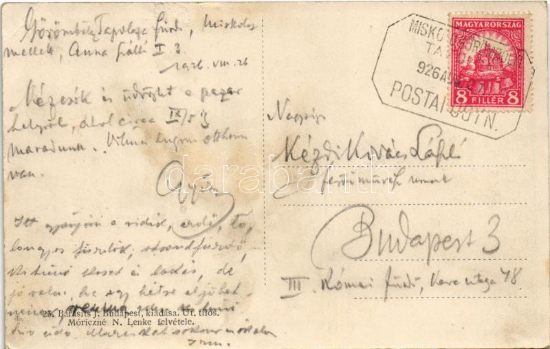 1926 Miskolc, Tapolcai részlet a stranddal. Móriczné N. Lenke felvétele + 'MISKOLCGÖRÖMBÖLYI POSTAI ÜGYN.' (EK) - Image 2