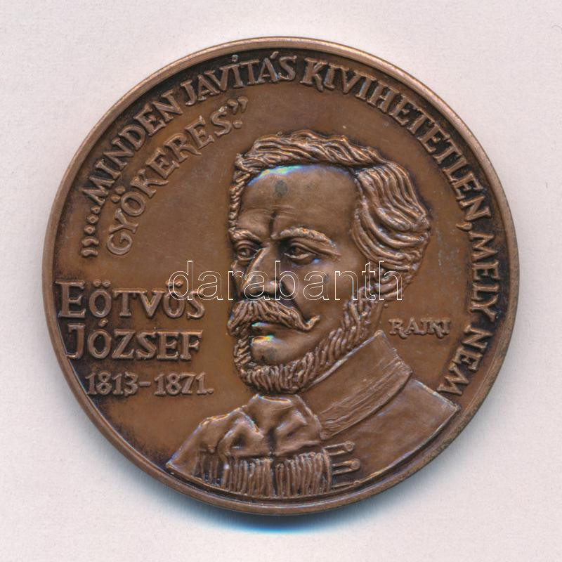 Rajki László (1939-) 1988. 'MÉE Orosháza / Eötvös József' kétoldalas bronz emlékérem (42,5mm) T:1- Adamo OH2 - Image 2