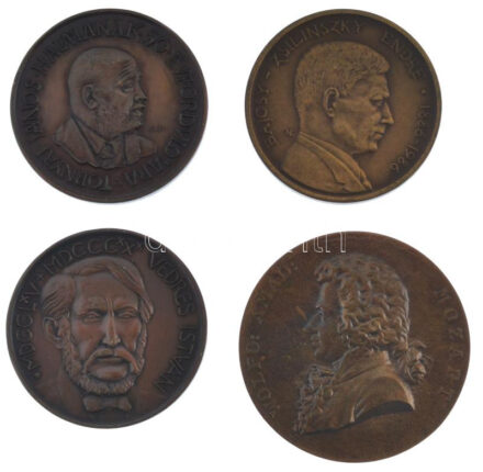 Tóth Sándor (1933-) 1985. 'Vedres István / MTESZ Csongrád Megyei Szervezete MÉE' bronz emlékérem (42,5mm) + Nagy Lajos (1949-) 1986. 'MÉE Szabolcs-Szatmár Megyei Szervezete / Bajcsy-Zsilinszky Endre 1886-1986' bronz emlékérem (42,5mm) +