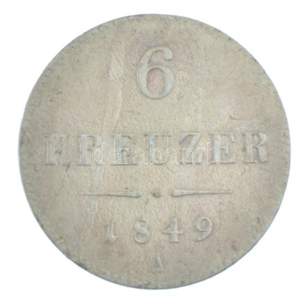 Ausztria 1849A 6kr Ag T:2 kis anyaghiba Austria 1849A 6 Kreuzer Ag C:XF small metal error Krause KM#2200