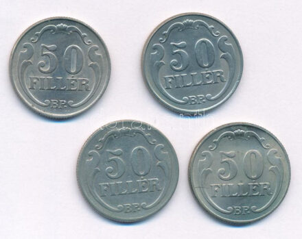 1926-1940. 50f Cu-Ni (4xklf) teljes sor T:1--2- patina, az egyiken kis ph Adamo P5