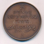 Józsa Gábor (1955-) 1990. '25. Ifjúsági Képzőművész Tábor Mártély' bronz emlékérem (42,5mm) T:1-