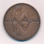 Józsa Gábor (1955-) 1990. '25. Ifjúsági Képzőművész Tábor Mártély' bronz emlékérem (42,5mm) T:1- - Image 2